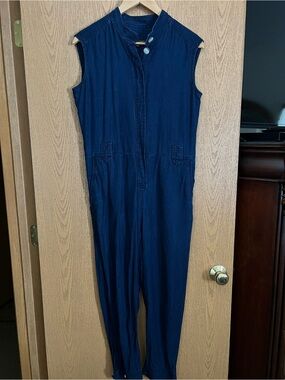 Banana Republic Denim Sleeveless Navy Jumpsuit